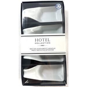 Hotel Collection Set Of 4 Mini Bent Handle Rect Serving Spoons NIB